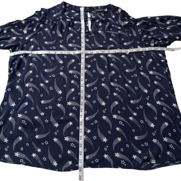 LANE‎ BRYANT Long Tunic Top Blouse Plus 18-2X Flowy Flutter Pockets Stars Blue - Picture 5 of 11